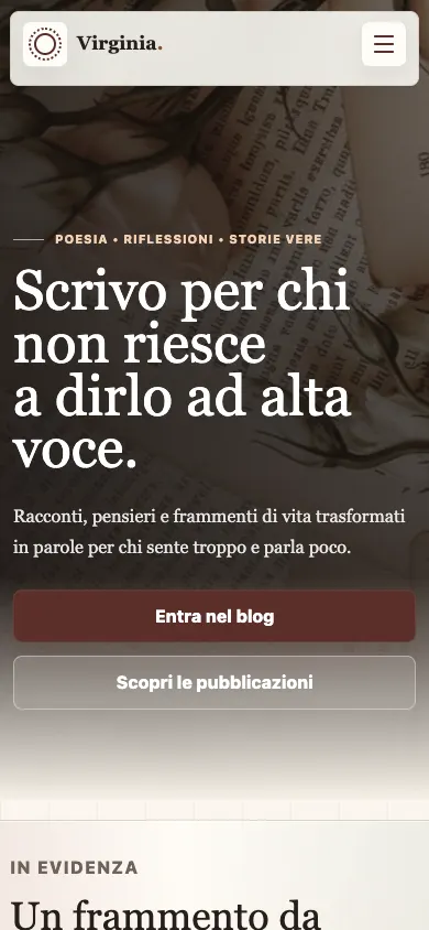 The homepage hero at 390 pixels wide.
